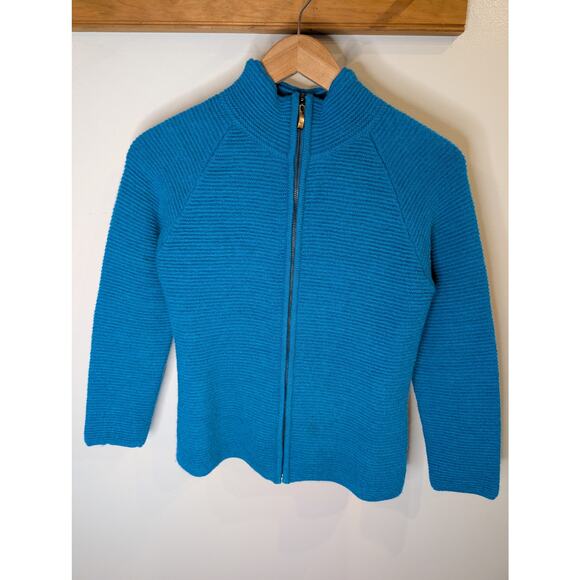 100% Baby Alpaca Millma's Small Blue Zip Front Peru Luxury Soft Knit Sweater - Picture 1 of 9